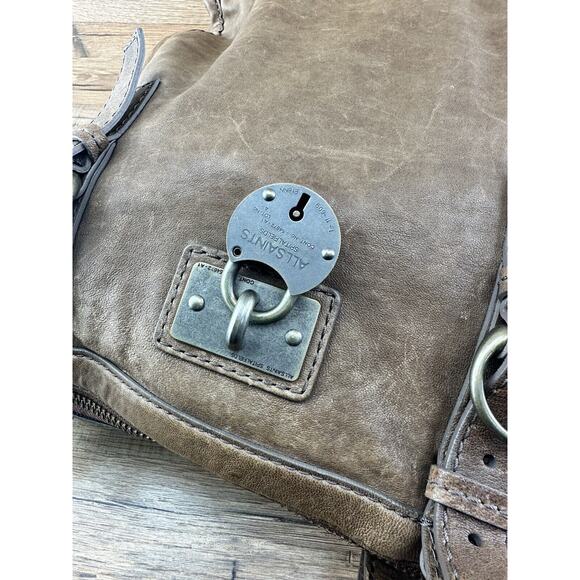 AllSaints Tote Bag Olive Green Suede Handbag Purse Shoulder Bag - Picture 4 of 9